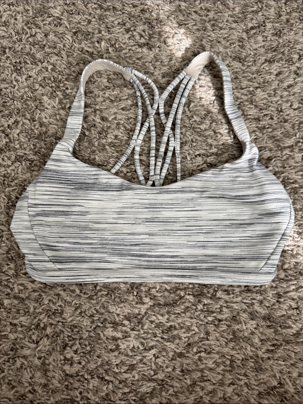 lululemon athletica Light Gray Striped Strappy Sports Bra